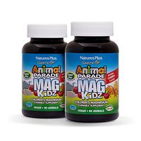 NaturesPlus Animal Parade Source of Life Sugar-Free MagKidz Children's Magnesium Supplement (2 Pack) - Natural Cherry Flavor - 90 Chewable Tablets - Bone & Muscle Health Support - 45 Servings