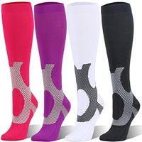 Compression Socks Men & Women 20-25mmHg - 4 Pairs for Athletic, Travel, Running, Marathon, Medical, Nurses, Flight