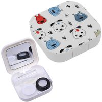 Portable Contact Lens Case Box Travel Kit Mirror + Bottle + Tweezers Container Holder [ Dogs Childish ]