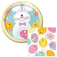 Happy Easter Picnic Lunch Plates & Napkins Party Kit for 8