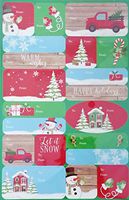 Pack of 100 Classic Farmhouse Design with Red Pick-up Truck Christmas Self Adhesive Gift Tags - Just Peel and Stick! - Festive Holiday Fun! to: / from: (Assorted Sizes)