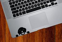 Yadda-Yadda Design Co. Dog Labrador Watching - Trackpad/Keyboard - Vinyl Decal Copyright (3" w x 1.75" h) (Black)