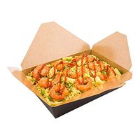 Disposable Take Out Container, #2 To Go Box - Eco-Friendly Paper - Rectangle - 49 oz - Black with Kraft Interior - 200ct Box - Restaurantware