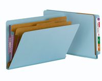 Smead End Tab Pressboard Classification File Folder with SafeSHIELD Fasteners, 2 Dividers, 2" Expansion, Legal, Blue, 10 per Box (29781)