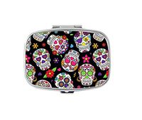 Custom Fashion Rectangular Pill Box Medicine Tablet Holder Wallet Organizer Pocket Case (Day of The Dead Sugar Skull)