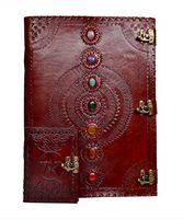 Crystal Seven Chakra Medieval Stone Leather Journal Vintage Handmade Leather Journal Genuine Notebook & Diary
