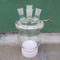 3000ml,Glass Reaction Flask,2L,Four Necks Chemistry Reactor with Lid and Clamp