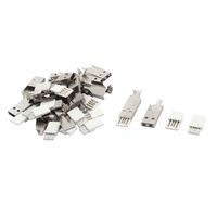 uxcell Type A USB Male Jack Connector Solder Adapter Metal Cover Repair Kit 15 Sets