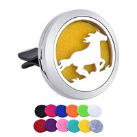 Tornado Running Horse Aromatherapy Car Air Freshener Stainless Steel Essential Oil Diffuser Locket Car Vent Clip 12 Refill Pads