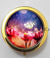 BlackKey Butterfly On Flowers 3-Compartment Decorative Pocket Gift Box Case Organizer for Pill, Color 2 -2298