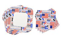 Square Patriotic Colors Plates and Napkins 28 Piece Set, Serves 14 ("I Love America)