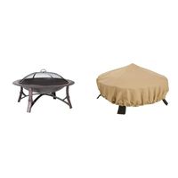 Fire Sense Roman Fire Pit w/ Classic Accessories Terrazzo Cover