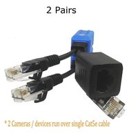 FocusHD 2 Pair Cat5e Ethernet Cable Combiner RJ45 Cable Sharing Kits/Splitter, Upgraded 2-in-1 PoE Data Adapter for 4 Power Over Ethernet Security Cameras or Other Personal Devices