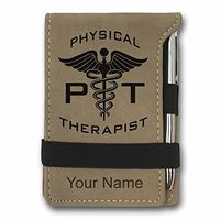 Mini Notepad, PT Physical Therapist, Personalized Engraving Included (Light Brown)