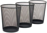 Khandekar Recycling Open Top Trash Can Dust Bins - Pack of 3 Round Shape Metal Mesh Waste Basket for Home, Office, College, Kitchen, Bathroom - 26 cm, Black