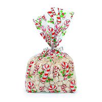 Candy Cane Cellophane Bags (1 dz) -Bake Sales, Holiday Party Supplies, Favor Bags