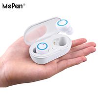 MaPan 2019 Amazon Sport Neckband Stereo Music handsfree TWS True Wireless Bluetooth Earbuds Headphone Earphone (White)