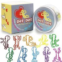 People Paper Clips 10 Assorted Colors, DOT DOT Designer Jumbo Shape Medium Paper Clips 80pcs + Gift Box(Design 2018), Novelty Stationery Office Supplies Metal Bookmark Unique Cool Paper Clips.