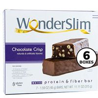WonderSlim Low-Carb 15g Protein Diet Bar - Chocolate Crisp - High Fiber Weight Loss Snack Bar - Gluten Free (6 Boxes - Save 15%)