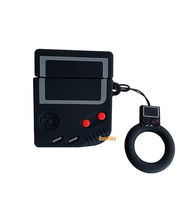 UnnFiko Game Boy Shape AirPods Case, 3D Cartoon Soft Silicone Protective Mini Bag Cute Retro Creative Airpods 1 & 2 Stand Cover with Finger Loop (Game Black, Airpods 1 & 2)