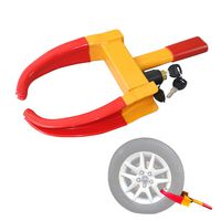 Wheel Clamp Lock Universal Security Tire Lock Anti Theft Lock Fit Most Vehicles, Max 10" Tire Width And 7.5" Reach, For Trailers Suv Boats Atv'S Motorcycles Golf Cart Great Deterrent Bright Yellow/Red