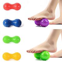1PC Spiky Massage Ball Massage Yoga Fitness Ball Foot Massager Roller Ball Body Hand Peanut Spiky Massage Ball Roller 16cmX5cm(Color Random)