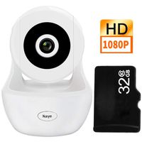 Wireless WiFi Camera, 1080P HD Wireless Night Vision Camera, Pet Monitoring Baby Camera, Built-in 32G Memory Card，Cloud Service, Remote Detect for iOS/Android