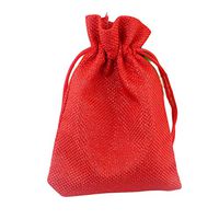 LKXHarleya 50PCS Burlap Gift Bag with Drawstring, Small Burlap Hessian Party Favor Bags, Jewelry Pouches Candy Treat Jute Bag for Wedding Party DIY Craft and Christmas, 6inch X 8inch, Red