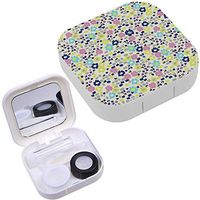 Portable Contact Lens Case Box Travel Kit Mirror + Bottle + Tweezers Container Holder [ Flowers ]