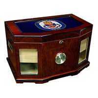 Large Premium Desktop Humidor - Glass Top -US Navy USS Hu� City (CG 66), Cruiser Emblem (Crest)