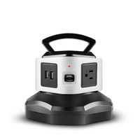 TNP Power Strip with USB Surge Protector - 3 AC Outlet + 2 USB Port Charger Charging Station Power Supply Adapter Multi Socket Plug Powerstrips Bar Stand Tower, Individual Switch, 6FT Extension Cord