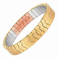 Agneti Men's Magnetic Stretchable Gold Stainless Steel with Copper Bracelet in Gift Packaging