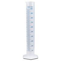 1000ml Plastic Graduated Cylinder, Printed and Molded Graduations, Single Metric Scale, Polypropylene, Karter Scientific 237O2 (Single)