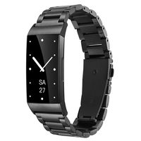 Banband Compatible with Fitbit Charge 3 Bands, Stainless Steel Metal Wristband Replacement Bracelet Strap Accessories for Fitbit Charge 3 SE Fitness Tracker (Black)
