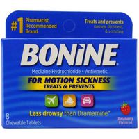 Motion Sickness Prevention Chewable Tablets Raspberry Flavour by Bonine for Unisex - 8 Count Tablets