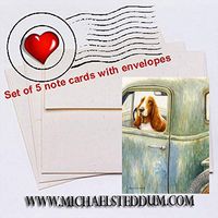 Michael Steddum Country Roads Basset Hound Note Card Set