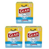 Glad OdorShield Tall Kitchen Drawstring Trash Bags - Febreze Fresh Clean - 13 Gallon (3 Pack(110 Count))