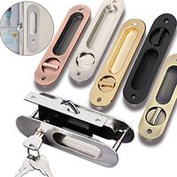 Stainless Steel Bathroom Cabinet, Bathroom Balcony Sliding Door Recessed Invisible Bathroom Wood Sliding Barn Door Lever Mortise Lock Handle Color Random