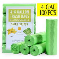 Small Trash Bags 4 Gallon Biodegradable, Unscented Recycling Garbage Bags Strong Tear & Leak Resistant, Eco-Friendly Compostable Trash Can Wastebasket Liners for Office Bathroom Kitchen Car (100 cts)