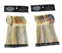 LIL 48 ct Polished Gold Spoons Lillian Cutlery Heavy Weight Plastic Party Utensils
