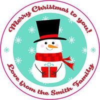 Christmas Design Die Cut Personalized Vinyl Stickers Custom Personalized with Your Text for Presents, Christmas Cards & Letters, Gifts, Packages & Boxes, and More (Snowman)