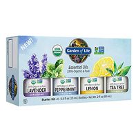 Garden of Life Essential Oils Starter Pack (Lavender, Peppermint, Lemon, Tea Tree) 2 fl oz Liquid (60 mL) - Set of 4-0.5 fl oz Bottles, 100% USDA Organic & Pure, Non-GMO, for Diffuser, Aromatherapy