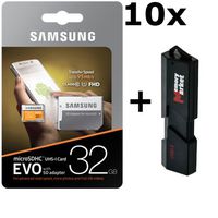 10 PACK - Samsung 32GB MicroSD HC Class 10 UHS-1 Mobile Memory Card (MB-MP32GA) LOT OF 10 with ultra high speed USB 3.0 MemoryMarket MicroSD & SD Memory Card Reader