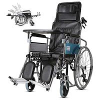 Wheelchair Medical Equipment High Backrest Full Reclining, Foldable Toilet Seat for The Elderly, Suitable for The Elderly, Disabled Walker Assist Devices