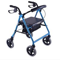 Folding Walker Adjustable Height Aluminum Walking Frame Old Man Shopping Limit Mobile Auxiliary Pedal Walker Shopping Cart Trolley (Color : Blue)