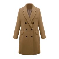 Pumsun Womens Winter Lapel Wool Coat Trench Jacket Long Parka Overcoat Outwear (XL, Khaki)