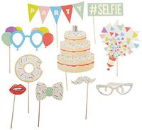 Ginger Ray, Multicolor PM-930 Pick And Mix Photo Booth Party Props (10 Pack)