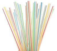 BAR-TY TIME! (250 Count) 7.75 Inch BPA-Free Plastic Drinking Straws (Clear with Multi-Colored Stripes)