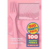 Amscan New Pink Plastic Fork Big Party Pack, 100 Ct.