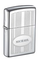 Personalized Zippo Oval Design High Polish Chrome Windproof Lighter with Free Engraving